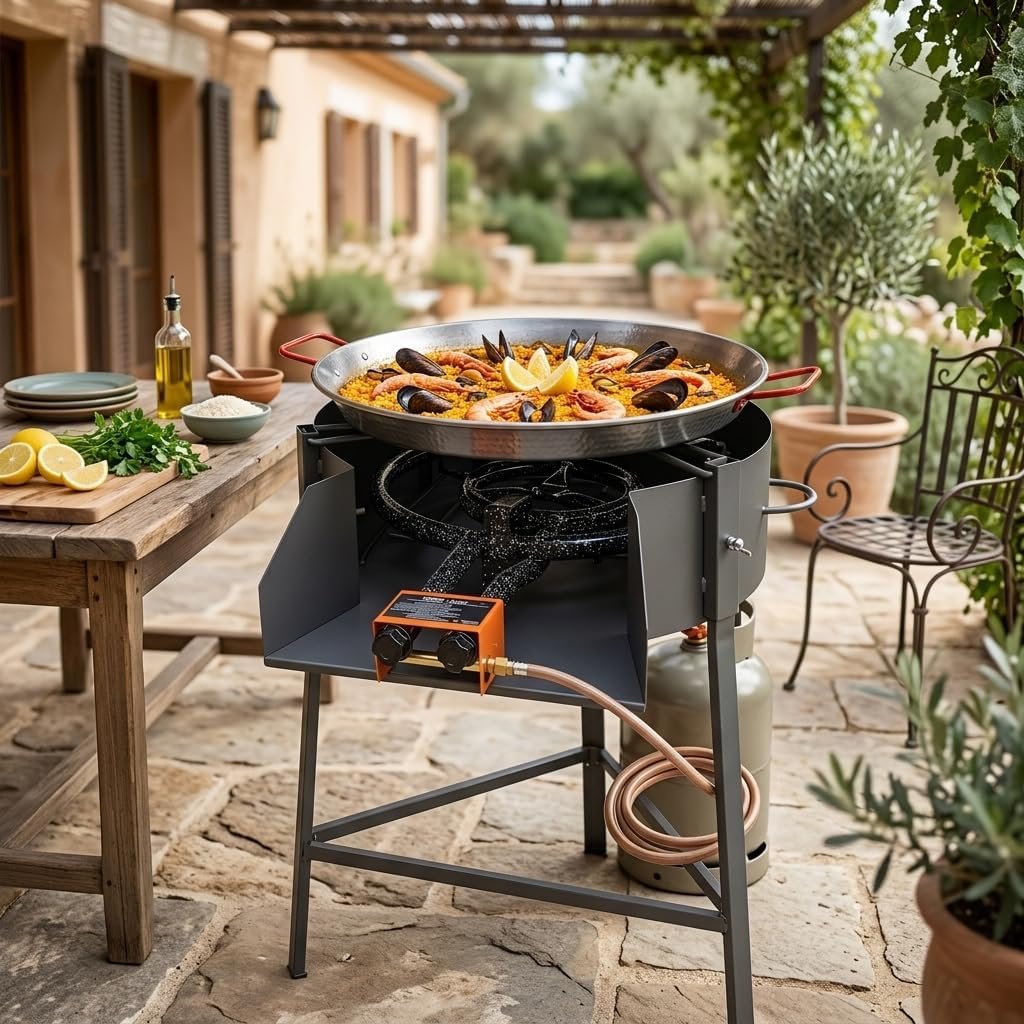 Barbacoa redonda de carbón El Zorro de 70 cm con soporte para paellera